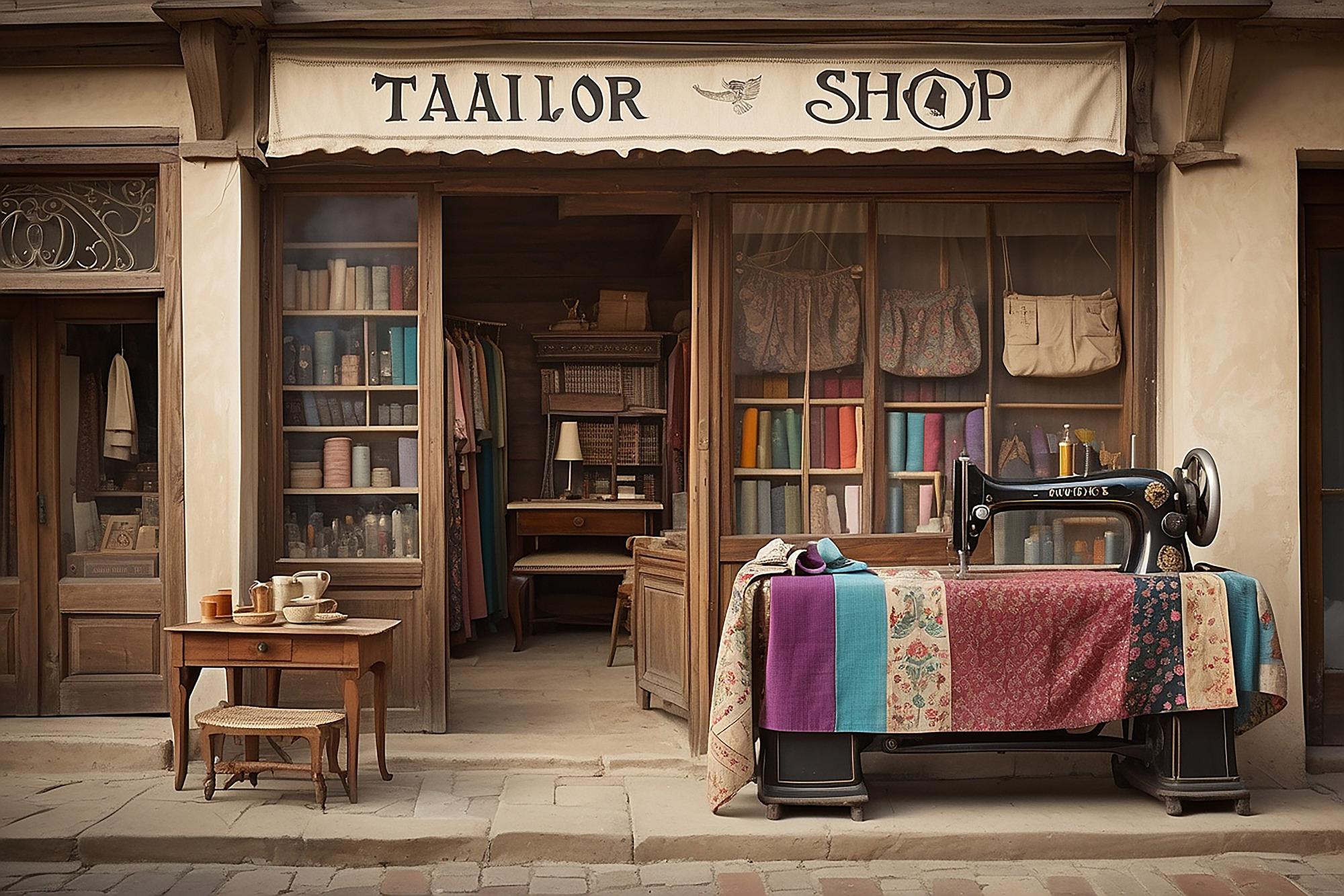 Front window of embroidery studio