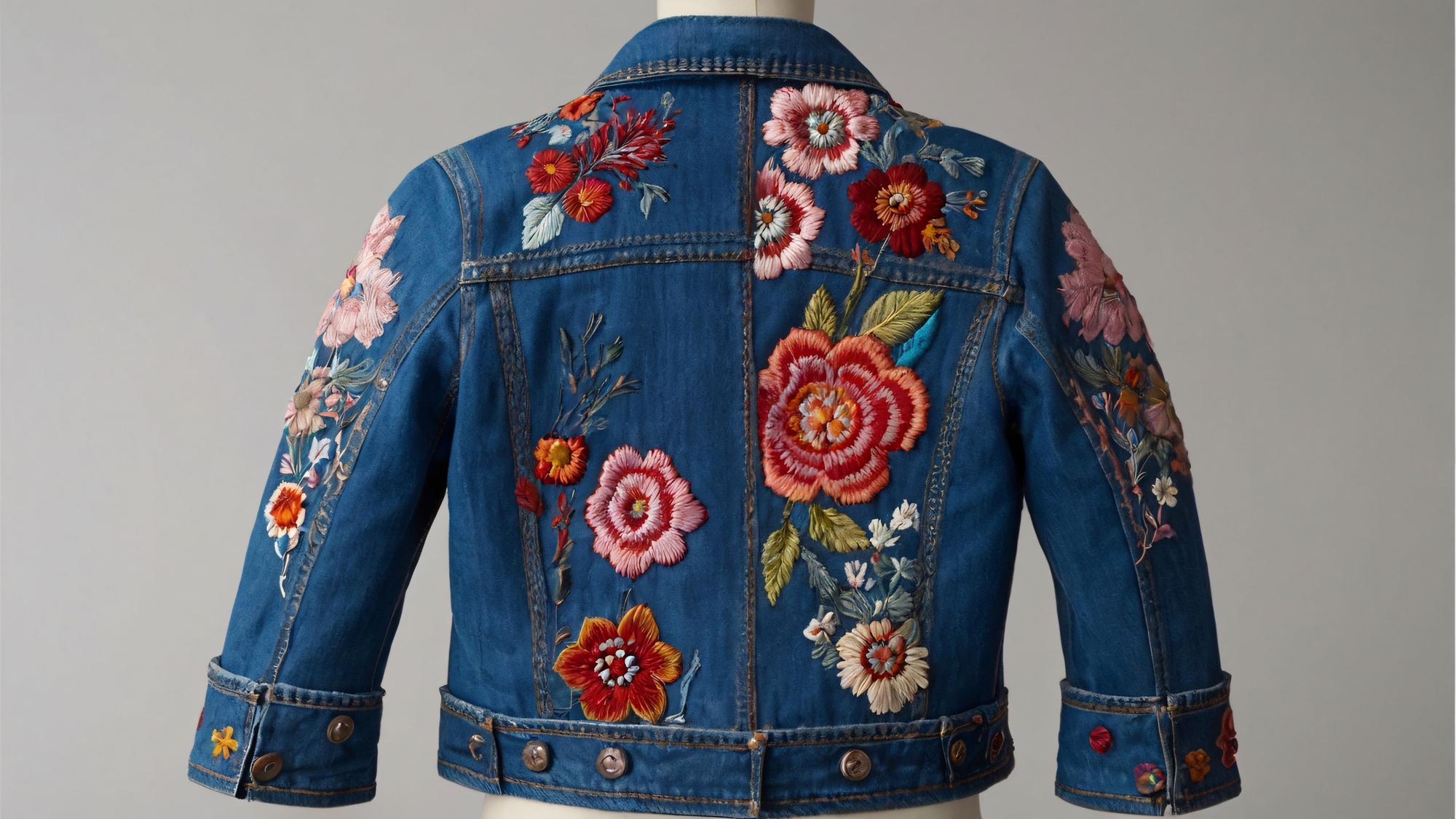 Large editorial shot of embroidered jacket back