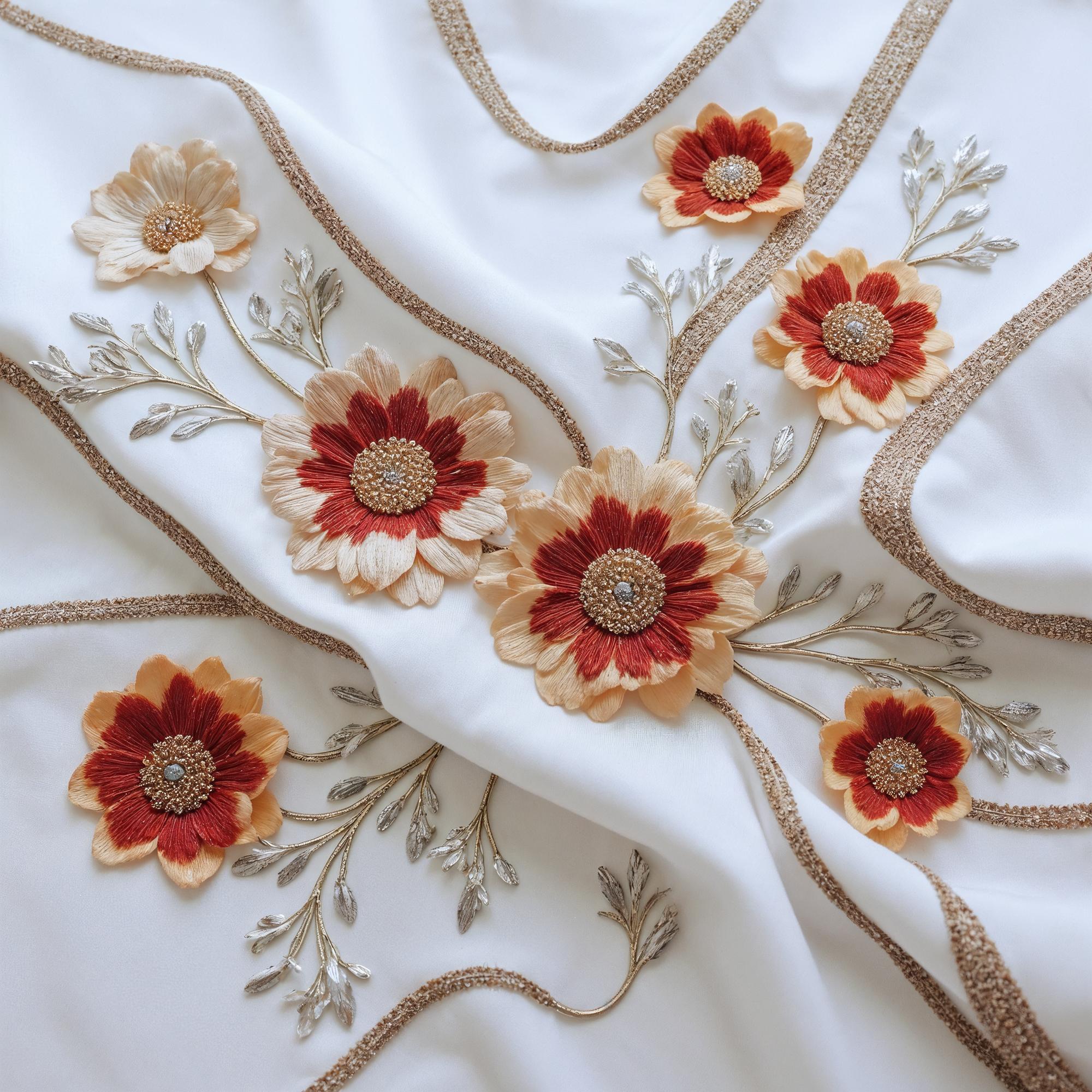 Detail of stitched floral motif